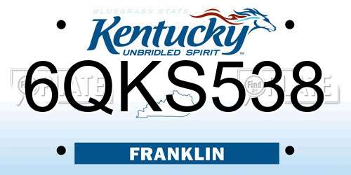 6QKS538 Kentucky License Plate