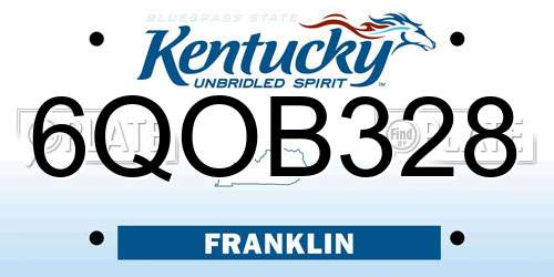 6QOB328 Kentucky License Plate