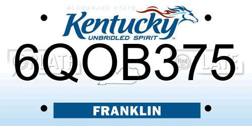 6QOB375 Kentucky License Plate