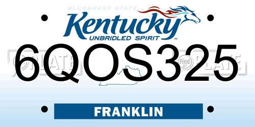 6QOS325 Kentucky License Plate