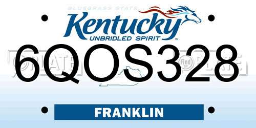 6QOS328 Kentucky License Plate