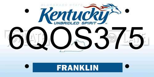6QOS375 Kentucky License Plate