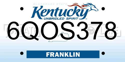 6QOS378 Kentucky License Plate