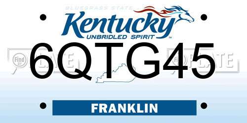 6QTG45 Kentucky License Plate