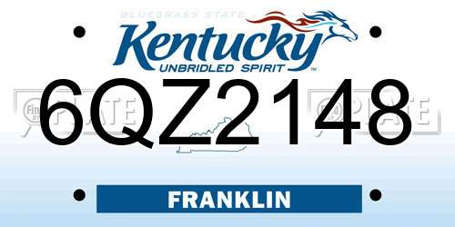 6QZ2148 Kentucky License Plate