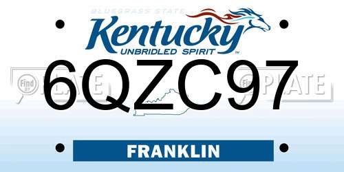 6QZC97 Kentucky License Plate