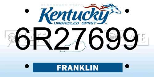 6R27699 Kentucky License Plate