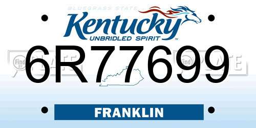 6R77699 Kentucky License Plate