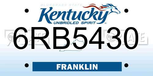 6RB5430 Kentucky License Plate