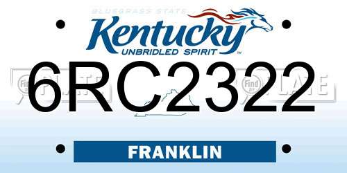 6RC2322 Kentucky License Plate