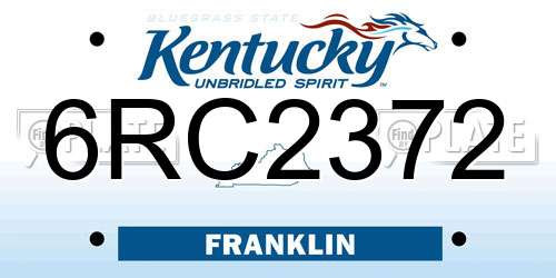 6RC2372 Kentucky License Plate