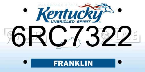 6RC7322 Kentucky License Plate