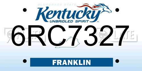 6RC7327 Kentucky License Plate