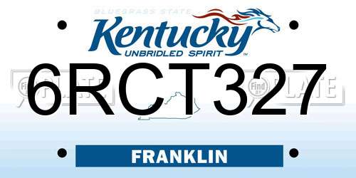 6RCT327 Kentucky License Plate