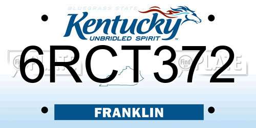 6RCT372 Kentucky License Plate