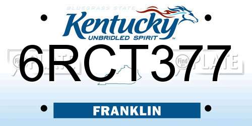 6RCT377 Kentucky License Plate