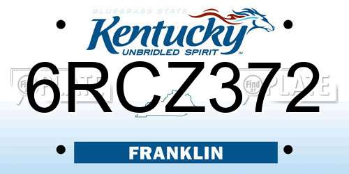 6RCZ372 Kentucky License Plate