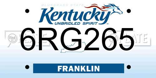 6RG265 Kentucky License Plate