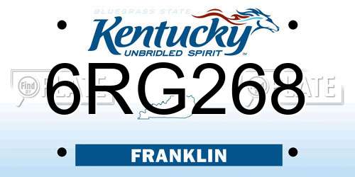 6RG268 Kentucky License Plate