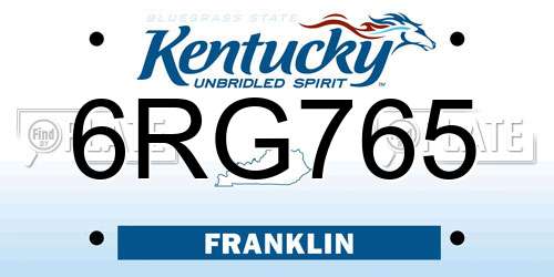 6RG765 Kentucky License Plate
