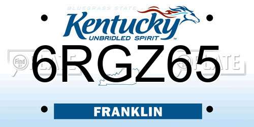6RGZ65 Kentucky License Plate