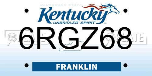 6RGZ68 Kentucky License Plate