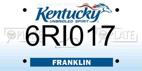 6RI017 Kentucky License Plate