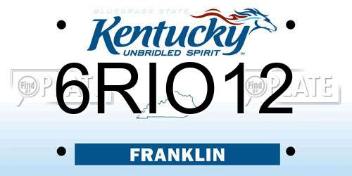 6RIO12 Kentucky License Plate