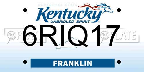 6RIQ17 Kentucky License Plate
