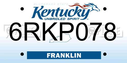 6RKP078 Kentucky License Plate