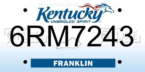 6RM7243 Kentucky License Plate
