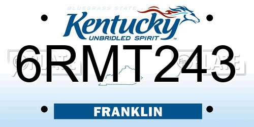 6RMT243 Kentucky License Plate