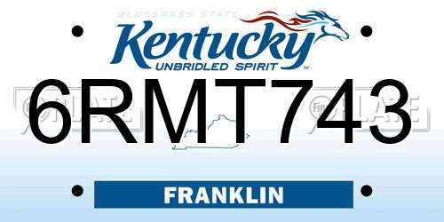 6RMT743 Kentucky License Plate