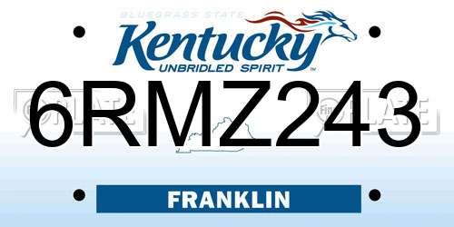 6RMZ243 Kentucky License Plate