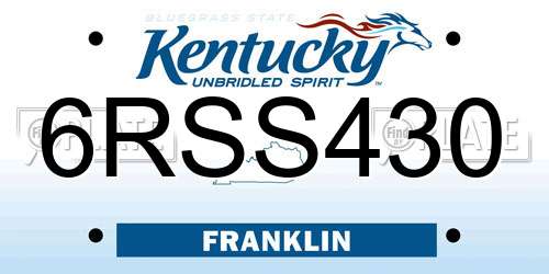 6RSS430 Kentucky License Plate