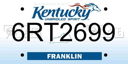 6RT2699 Kentucky License Plate