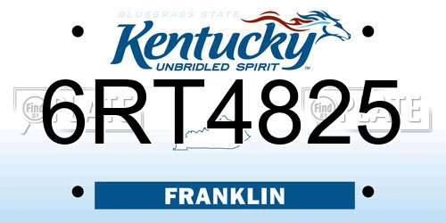 6RT4825 Kentucky License Plate