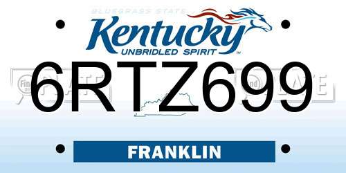 6RTZ699 Kentucky License Plate