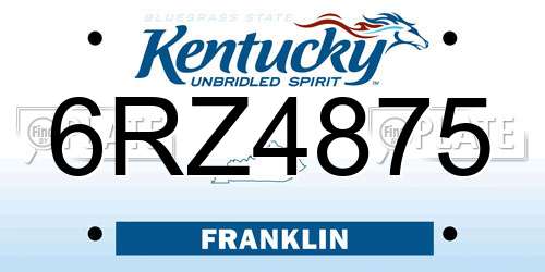 6RZ4875 Kentucky License Plate