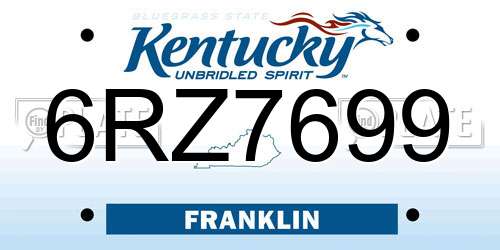 6RZ7699 Kentucky License Plate