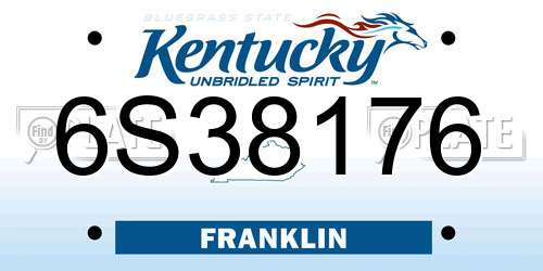 6S38176 Kentucky License Plate
