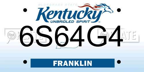 6S64G4 Kentucky License Plate