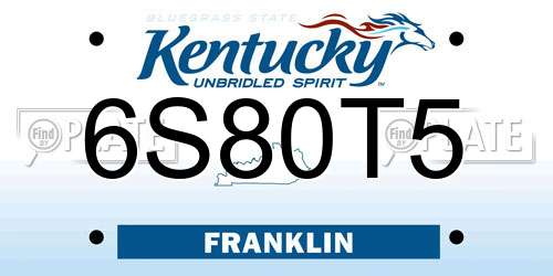 6S80T5 Kentucky License Plate