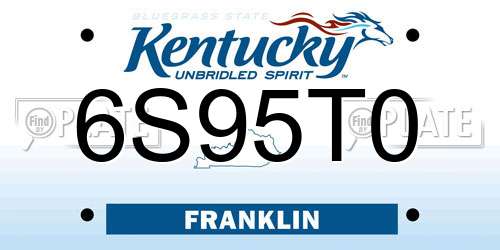 6S95T0 Kentucky License Plate