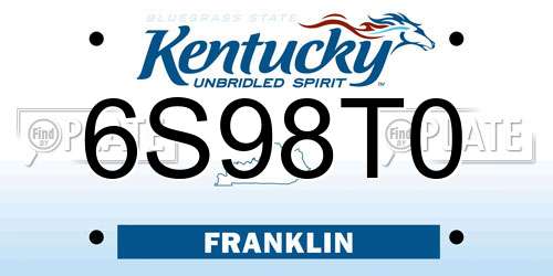 6S98T0 Kentucky License Plate
