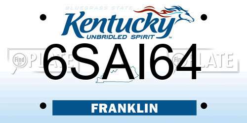 6SAI64 Kentucky License Plate