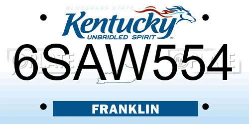 6SAW554 Kentucky License Plate