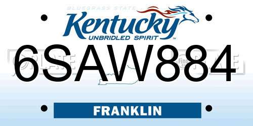 6SAW884 Kentucky License Plate