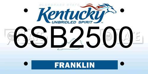 6SB2500 Kentucky License Plate