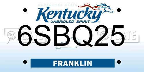 6SBQ25 Kentucky License Plate